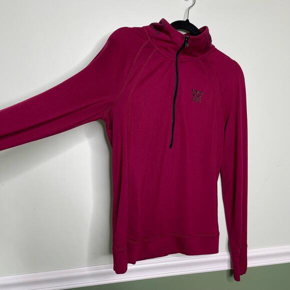 Pink Victoria’s Secret Ultimate Sweater Logo 1/2 Zip Mock Neck Athletic Pink M - Picture 4 of 11